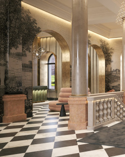 𝙂𝙍𝘼𝙉𝘿 𝙃𝙊𝙏𝙀𝙇⁠
⁠
In the course of a major refurbishment, this grand hotel in the heart of the old city centre has been updated with a contemporary design concept that takes its period features into account. The black-and-white room concept strikingly contrasts the colours in the public areas.  The colours gradually become more reduced in the corridors leading to the rooms, which draws your eye to the linear design language. The classic, elegant room and suite furnishings look severe, yet also welcoming. ⁠
⁠
⁠
3D Visualisations by Kitzig Interior Design⁠
⁠
#kitzigdesignstudios #kitziginteriordesign #interiordesign #designconcept #rendering #hoteldesign #grandhotel
