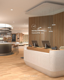 LUFTHANSA AIRPORT LOUNGES
The Lufthansa lounges at Newark and Stuttgart airports were completed last year.
3D Visualisation by Kitzig Interior Design
Photo Airport Newark: @ Mike van Tassell / Lufthansa
Photo Airport Stuttgart: © Hadrian Hammer / Lufthansa